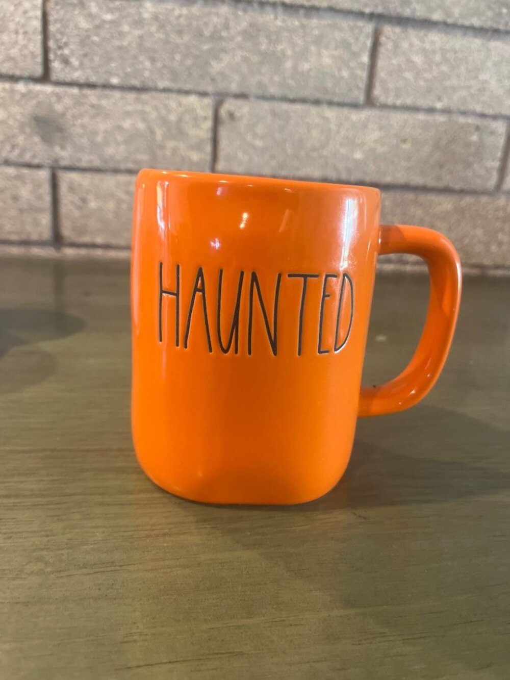 Rae Dunn Haunted Orange Ceramic Mug Artisan Collection Dishwasher Safe NWOT